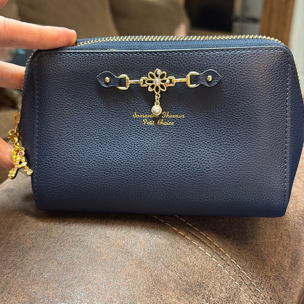 Beautiful Navy Blue cosmetics bag by Samantha Thavasa